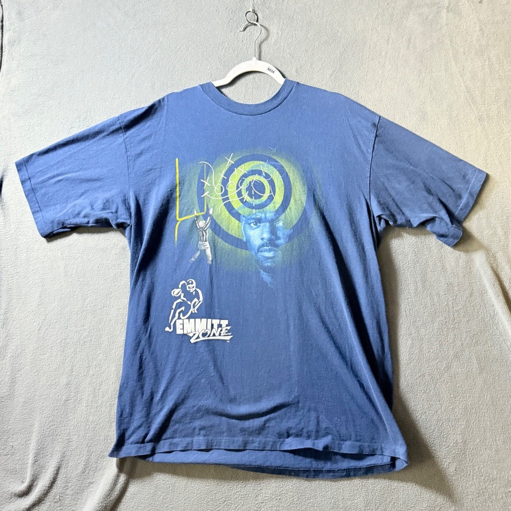 Vintage Starter Emmitt Smith Emmitt Zone Blue Graphic T-Shirt Mens XL USA Made